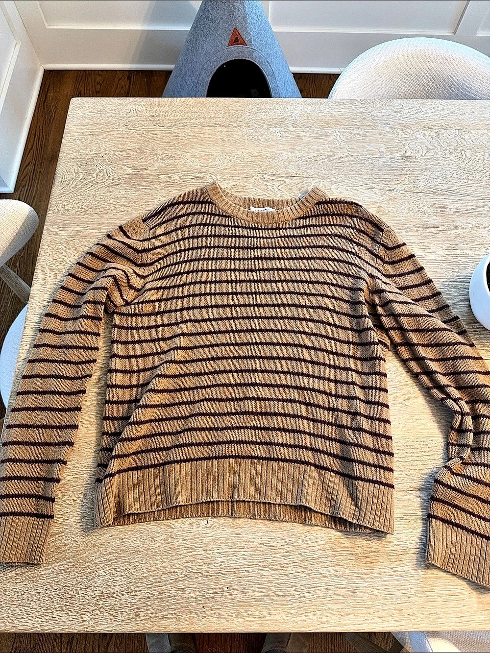 Valentino Striped Crewneck Sweater in Brown & Purple